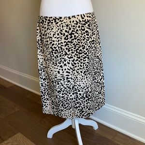 LOFT Size 12 Black and Cream Leopard Print Pencil Skirt